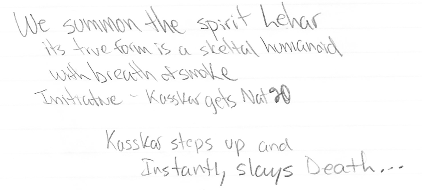 Notes from Keith's journal about killing Lahar